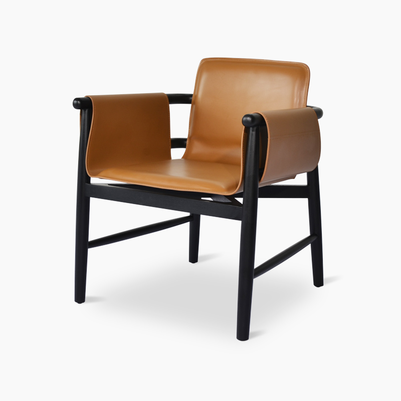 Teresina Kuoio Leather Wooden Armchair Replica in Saddle Leather FA365