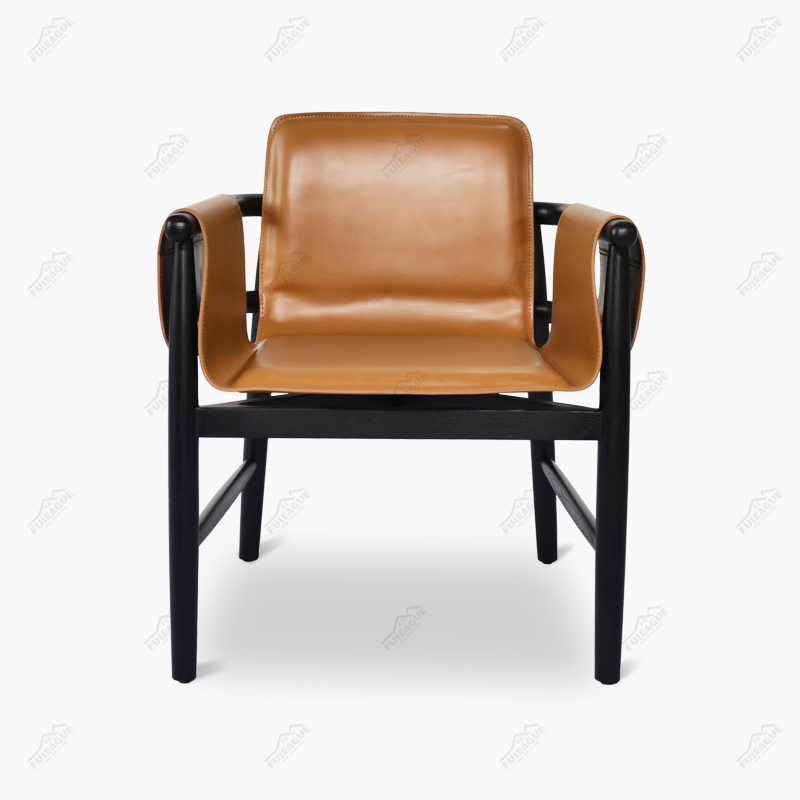 Teresina Kuoio Leather Wooden Armchair Replica in Saddle Leather FA365