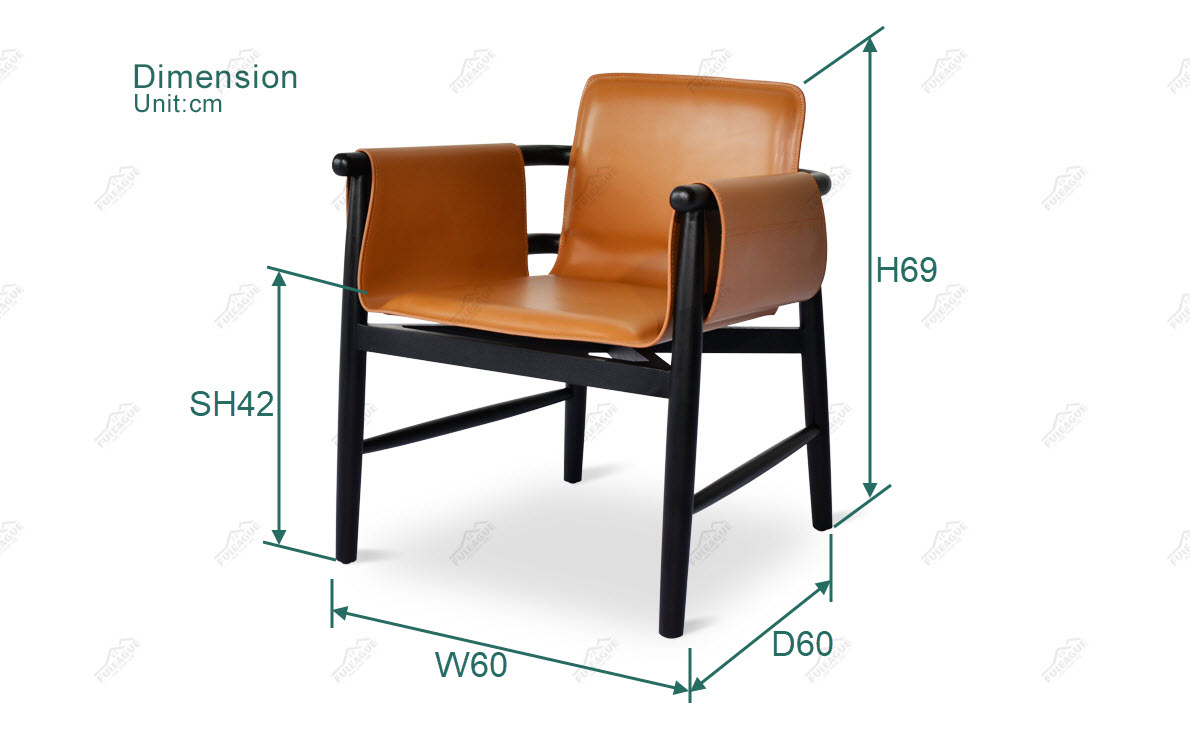 Fuleague teresina kuoio leather wooden armchair dimension FA365